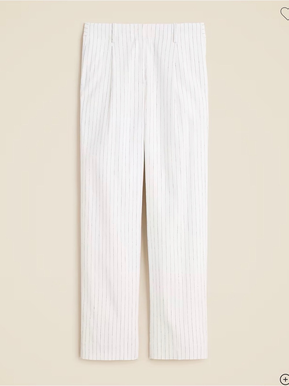J. Crew White Pinstripe Straight-Leg Trousers nwot Linen viscose blend